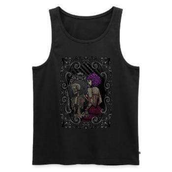 Skelett Spiegelbild - innerlich tot - Gothic - Männer Premium Bio Tank Top - Schwarz - Vorne - AI Model Male 178 light (178cm)