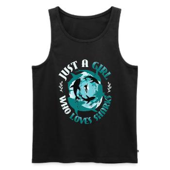 Girl who loves sharks - Men's Premium Organic Tank Top - black - Front - AI Model Male 178 light (178cm)