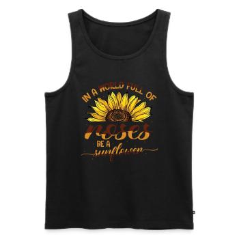 In a world full of roses, Be a sunflower. - Men's Premium Organic Tank Top - black - Front - Michal (187cm)
