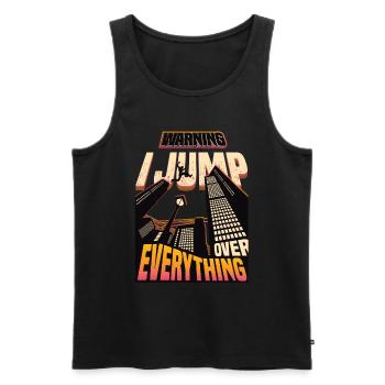 Warning: I jump over everything. - Men's Premium Organic Tank Top - black - Front - AI Model Male 178 light (178cm)