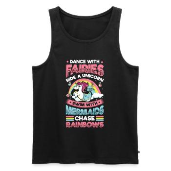 Feen Unicorns, Meerjungfrauen, Regenbogen. - Männer Premium Bio Tank Top - Schwarz - Vorne - AI Model Male 178 light (178cm)