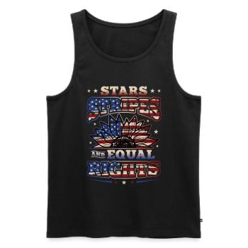 Stars Stripes et égalité - Débardeur bio Premium Homme - noir - Devant - Michal (187cm)