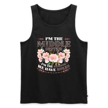 Mittlere Schwester, warum wir Regeln haben. - Männer Premium Bio Tank Top - Schwarz - Vorne - AI Model Male 178 light (178cm)