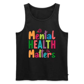 Mental Health Matters Break the Stigma - Men's Premium Organic Tank Top - black - Front - AI Model Male 178 light (178cm)