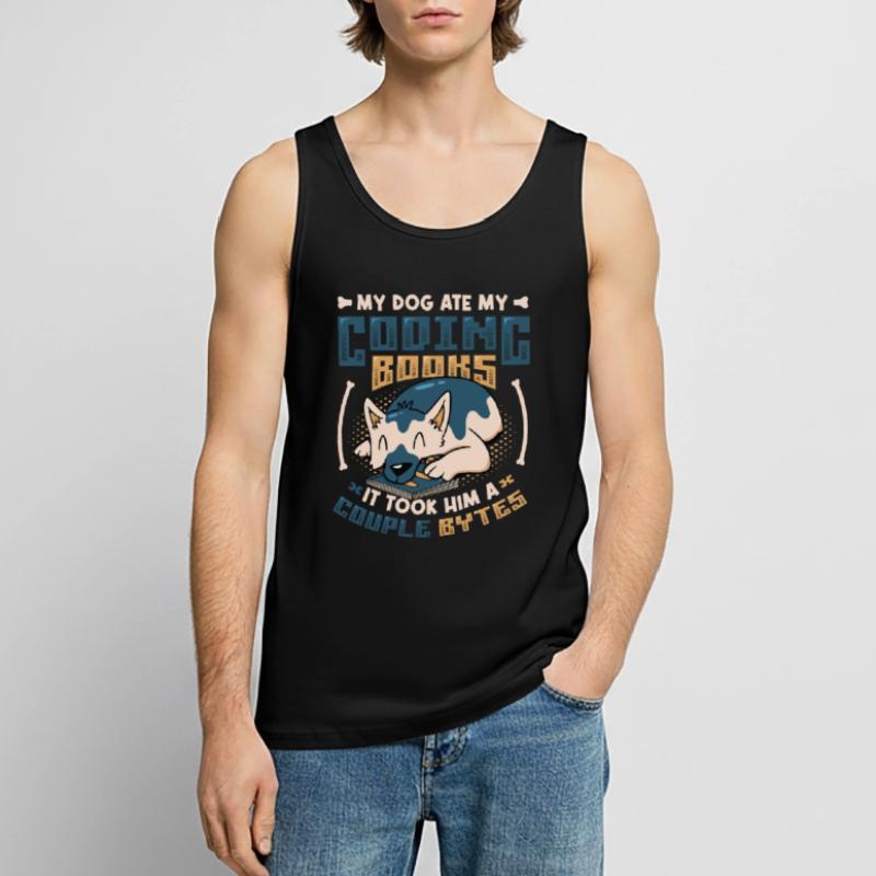 Dog Bytes Code Programmation de blagues informatiques Débardeur bio Premium Homme