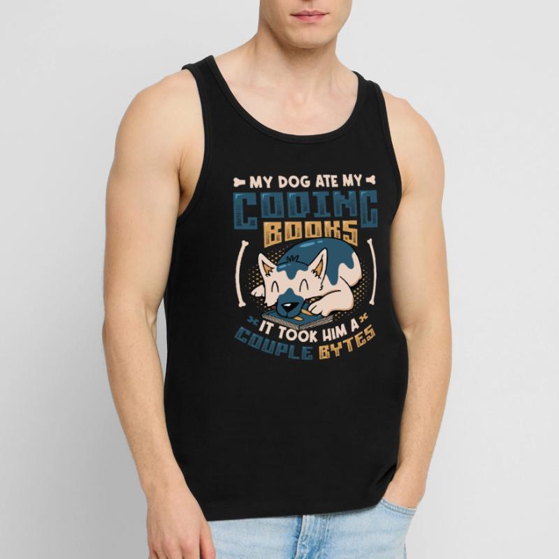 Dog Bytes Code Programmation de blagues informatiques Débardeur bio Premium Homme