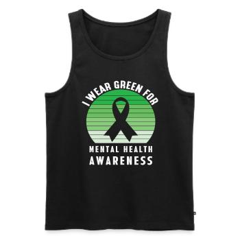 I Wear Green for Mental Health Awareness Vintage - Débardeur bio Premium Homme - noir - Devant - Michal (187cm)