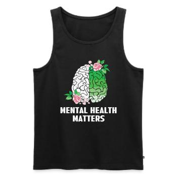 Mental Health Matters Floral Brain Awareness - Men's Premium Organic Tank Top - black - Front - Michal (187cm)