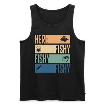 Hier Fisch Fisch Jagd Cool Fischer Retro - Männer Premium Bio Tank Top - Schwarz - Vorne - AI Model Male 178 light (178cm)