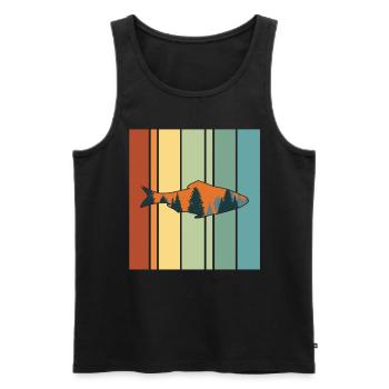Fishing Fish Trees Mountain Retro Vintage - Men's Premium Organic Tank Top - black - Front - Michal (187cm)