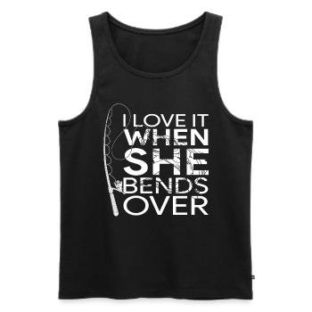Ich liebe es, wenn sie sich über lustige Fischerei beugt - Männer Premium Bio Tank Top - Schwarz - Vorne - AI Model Male 178 light (178cm)
