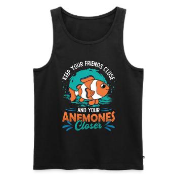 Halte Deine Freunde Nah Und Deine Anemonen Näher - Männer Premium Bio Tank Top - Schwarz - Vorne - AI Model Male 178 light (178cm)