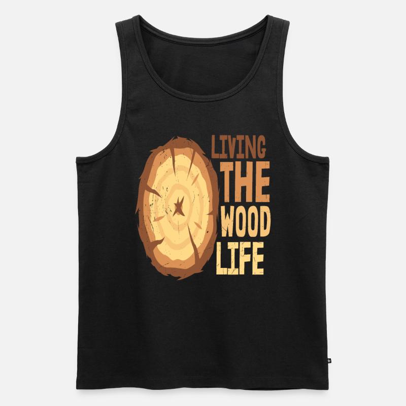 Das Holzleben leben - Männer Premium Bio Tank Top - Schwarz