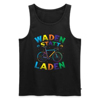 Waden Statt Laden, Mountain Bike, MTB. - Männer Premium Bio Tank Top - Schwarz - Vorne - Michal (187cm)