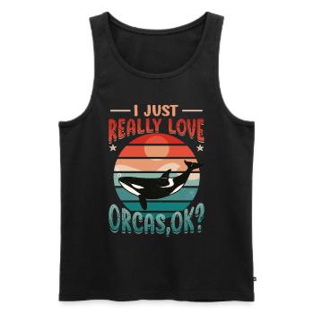 Orca Whale, I love orcas, really. - Men's Premium Organic Tank Top - black - Front - Michal (187cm)