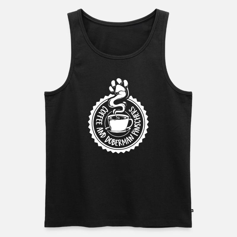 Kaffee und Dobermann - Männer Premium Bio Tank Top - Schwarz