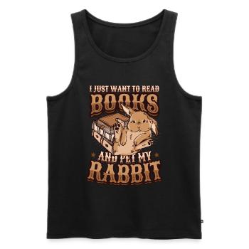 Lire des livres et caresser mon lapin. - Débardeur bio Premium Homme - noir - Devant - Michal (187cm)