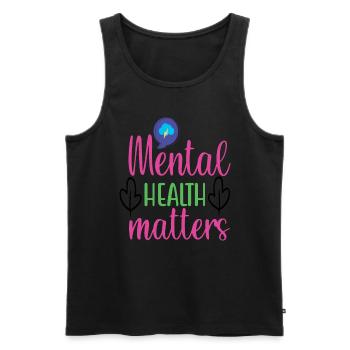 Mental Health Matters Zitate - Männer Premium Bio Tank Top - Schwarz - Vorne - AI Model Male 178 light (178cm)