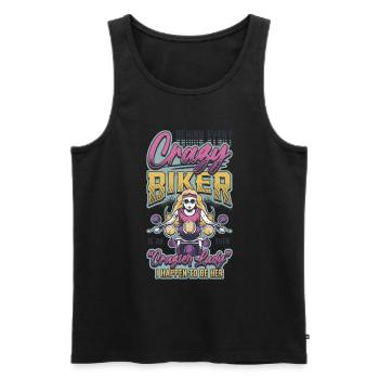 Hinter Jedem Verrückten Biker Steckt Eine Frau. - Männer Premium Bio Tank Top - Schwarz - Vorne - AI Model Male 178 light (178cm)