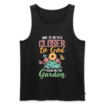 One is never closer to God than in the garden. - Men's Premium Organic Tank Top - black - Front - AI Model Male 178 light (178cm)