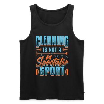 Cleaning is not a spectator sport, house cleaning. - Men's Premium Organic Tank Top - black - Front - AI Model Male 178 light (178cm)