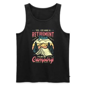 Retirement plan camping, retirement camper. - Men's Premium Organic Tank Top - black - Front - AI Model Male 178 light (178cm)