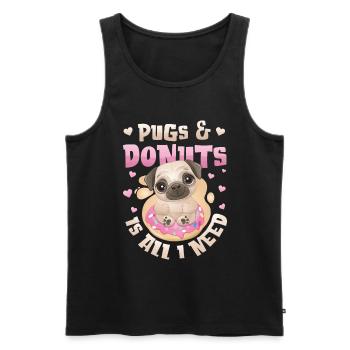 Mops Donut Lover Mädchen - Männer Premium Bio Tank Top - Schwarz - Vorne - Michal (187cm)
