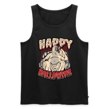 Happy Halloween ghost drinks wine - Men's Premium Organic Tank Top - black - Front - Michal (187cm)