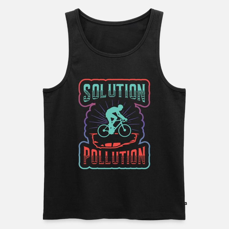 Polution Solution Environmental Protection Cycling. - Men's Premium Organic Tank Top - black