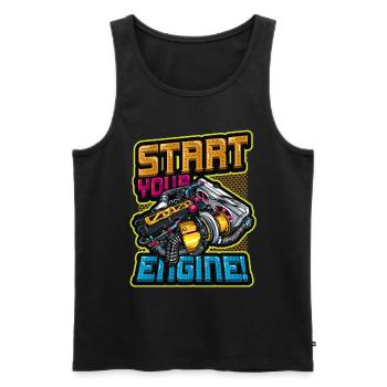 Start your engine car mechanic - Men's Premium Organic Tank Top - black - Front - AI Model Male 178 light (178cm)