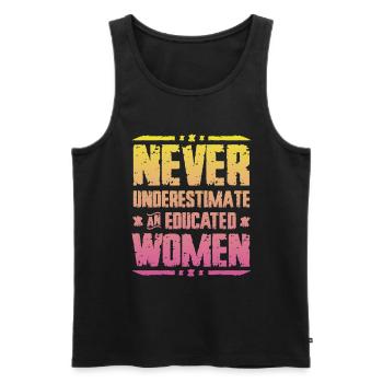 Unterschätzen Sie niemals, eine gebildete Frau. - Männer Premium Bio Tank Top - Schwarz - Vorne - AI Model Male 178 light (178cm)