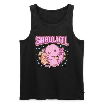 Saxolotl, Axolotl Spielt Saxophon. - Männer Premium Bio Tank Top - Schwarz - Vorne - Michal (187cm)