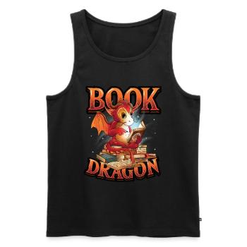 Rat de bibliothèque, livre de lecture, dragon. - Débardeur bio Premium Homme - noir - Devant - Michal (187cm)