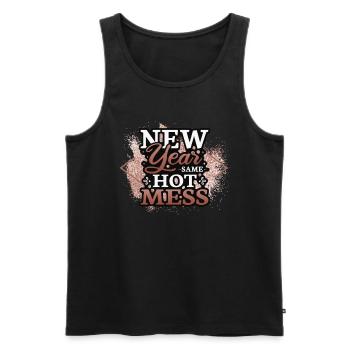 New Year - Same Chaos, Happy New Year. - Men's Premium Organic Tank Top - black - Front - Michal (187cm)