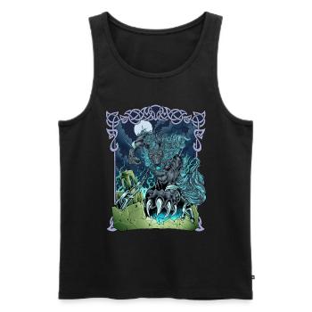 Fenrir in Asgard - Fenris Wolf - Men's Premium Organic Tank Top - black - Front - AI Model Male 178 light (178cm)