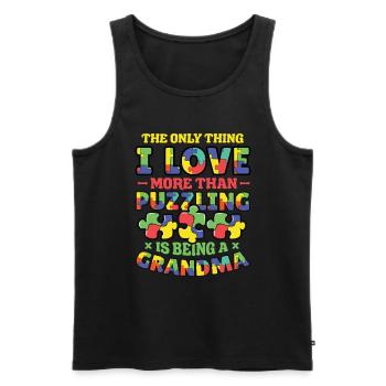 Puzzle lover grandma, puzzles. - Men's Premium Organic Tank Top - black - Front - AI Model Male 178 light (178cm)