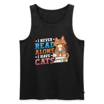Bookworm reading books, cats. - Men's Premium Organic Tank Top - black - Front - Michal (187cm)