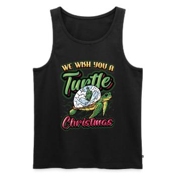 Nous vous souhaitons un Noël riche en tortues. - Débardeur bio Premium Homme - noir - Devant - Michal (187cm)