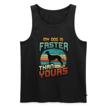 Mon chien est plus rapide que votre lévrier. - Débardeur bio Premium Homme - noir - Devant - AI Model Male 178 light (178cm)