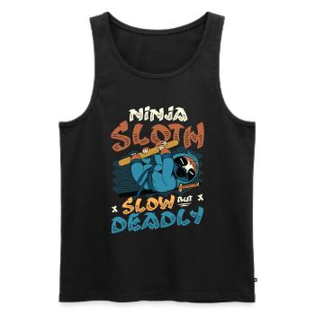 Ninja Sloth slow but deadly - Men's Premium Organic Tank Top - black - Front - AI Model Male 178 light (178cm)