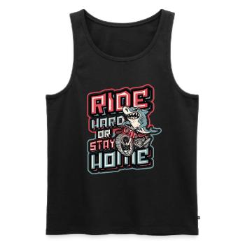 Ride Hard Or Stay Home Biker Shark Riding - Männer Premium Bio Tank Top - Schwarz - Vorne - Michal (187cm)
