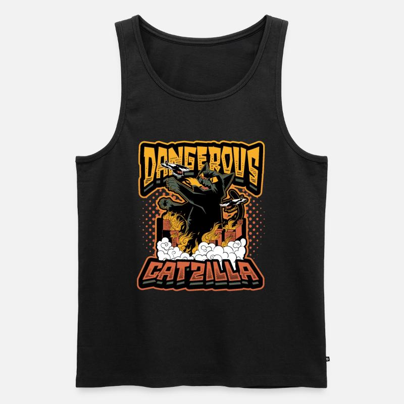 Gefährlicher Catzilla - Männer Premium Bio Tank Top - Schwarz