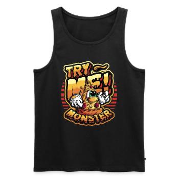 Essayez-moi! Le monstre aime la pizza - Débardeur bio Premium Homme - noir - Devant - AI Model Male 178 light (178cm)