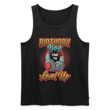 Geburtstagskind, Zeit Zum Aufleveln, Gamer. - Männer Premium Bio Tank Top - Schwarz - Vorne - AI Model Male 178 light (178cm)