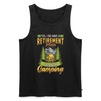 Retirement plan camping, retirement camper. - Men's Premium Organic Tank Top - black - Front - AI Model Male 178 light (178cm)
