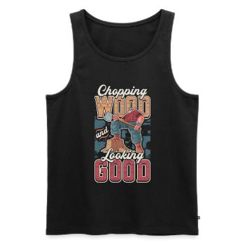 Holz Hacken Und Gut Aussehen Woodworker - Männer Premium Bio Tank Top - Schwarz - Vorne - AI Model Male 178 light (178cm)