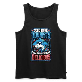 Schicken Sie Mehr Touristen - Männer Premium Bio Tank Top - Schwarz - Vorne - AI Model Male 178 light (178cm)