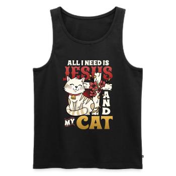 All I need is Jesus and my cat - Men's Premium Organic Tank Top - black - Front - Michal (187cm)