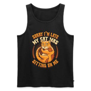 Sorry I'm late - Men's Premium Organic Tank Top - black - Front - Michal (187cm)