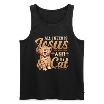 All I need is Jesus and my cat - Men's Premium Organic Tank Top - black - Front - Michal (187cm)
